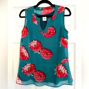 Cabi Blushing Floral Peplum Blouse Size S